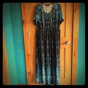 Black and blue maxi dress